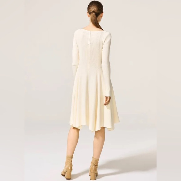 ADEAM Japan Intermix “Colette” ivory sweater ribbed swing dress w buckles M - Picture 2 of 8